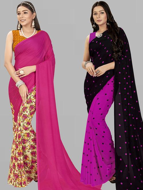 women pack of 2 casual wear combo sarees with blouse - 21475405 - Very Small Image - 1