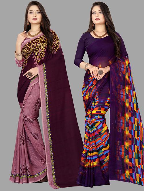 women pack of 2 casual wear combo sarees with blouse - 21475496 - Very Small Image - 1