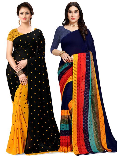 women pack of 2 casual wear combo sarees with blouse - 21475688 - Very Small Image - 1