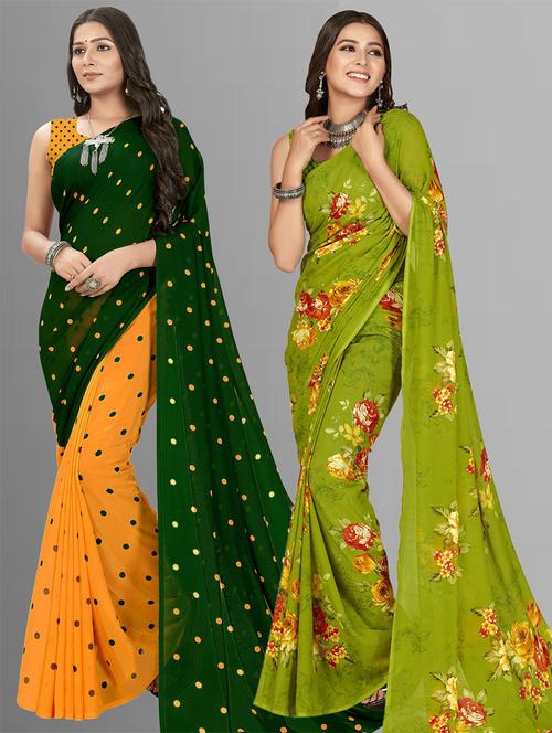 women pack of 2 casual wear combo sarees with blouse - 21475698 - Very Small Image - 1