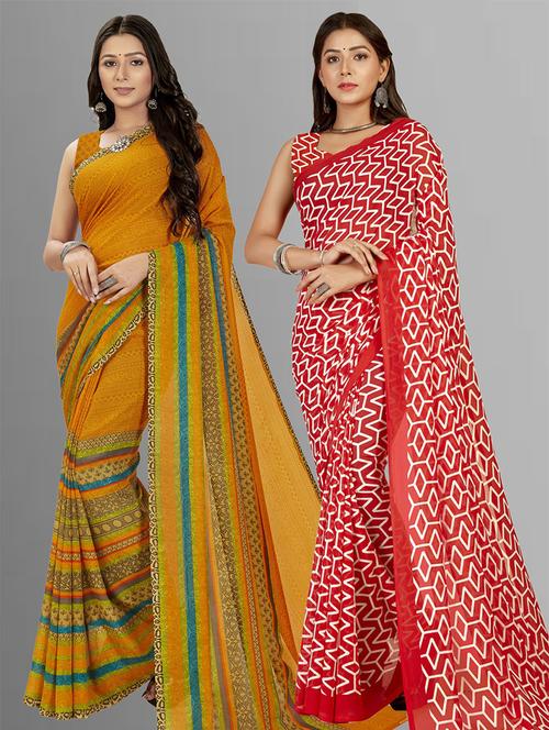women pack of 2 casual wear combo sarees with blouse - 21475875 - Very Small Image - 1