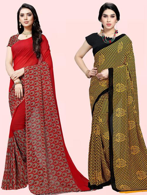women pack of 2 casual wear sarees with blouse - 21476063 - Very Small Image - 1