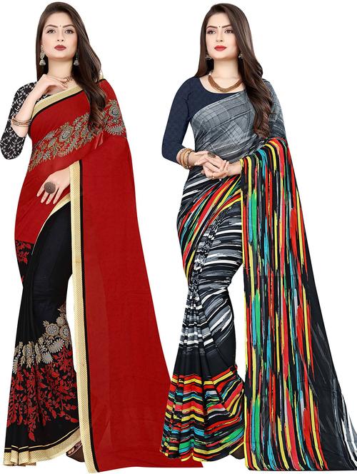 women pack of 2 casual wear combo sarees with blouse - 21476067 - Very Small Image - 1