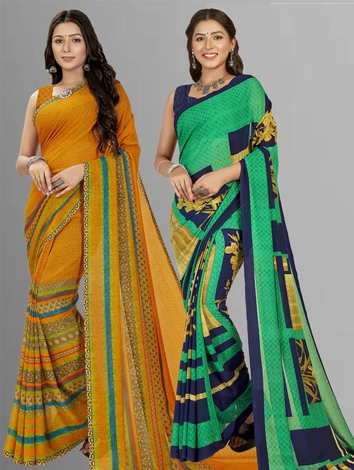 women pack of 2 casual wear combo sarees with blouse - 21476099 - Very Small Image - 1