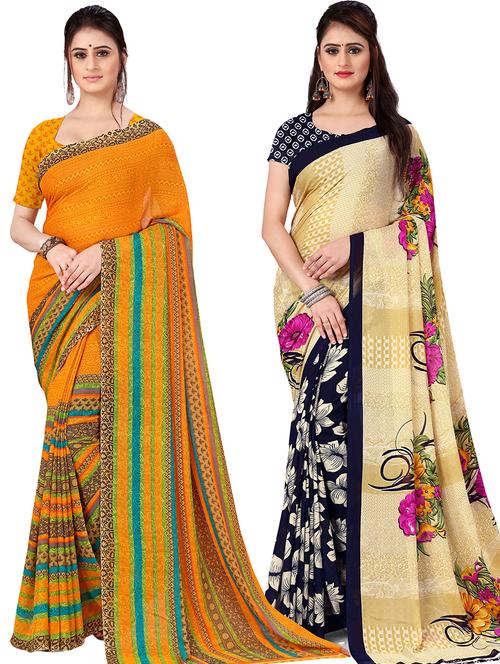 women pack of 2 casual wear sarees with blouse - 21476659 - Very Small Image - 1