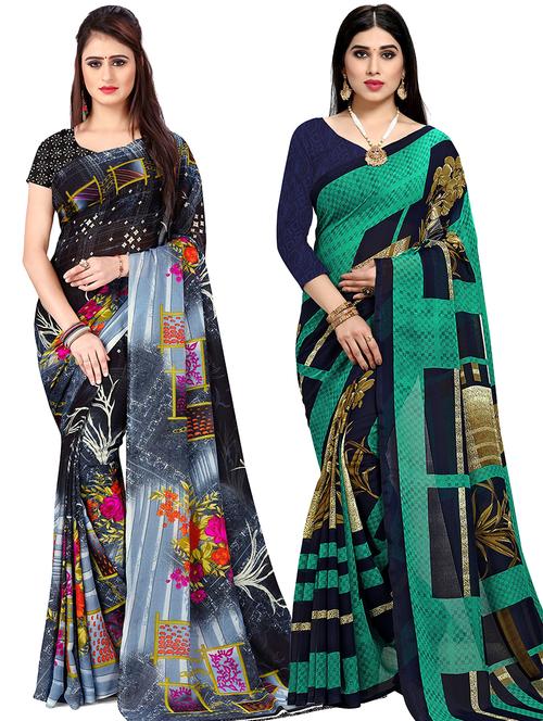 women pack of 2 casual wear sarees with blouse - 21476668 - Very Small Image - 1