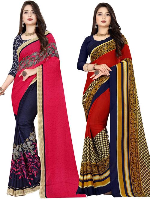 women pack of 2 casual wear sarees with blouse - 21476710 - Very Small Image - 1