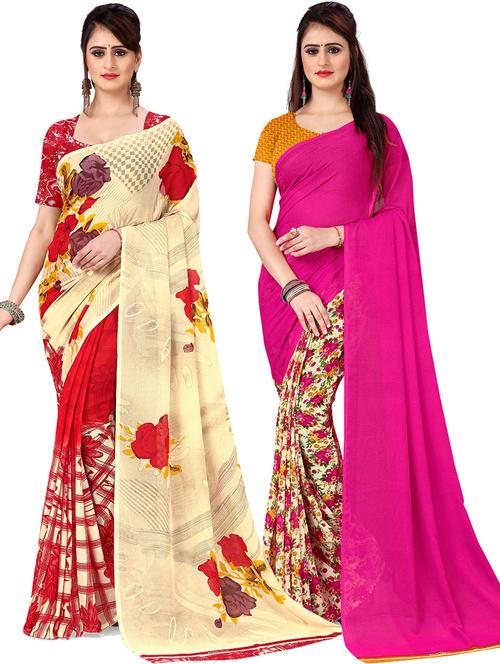 women pack of 2 casual wear combo sarees with blouse - 21476771 - Very Small Image - 1