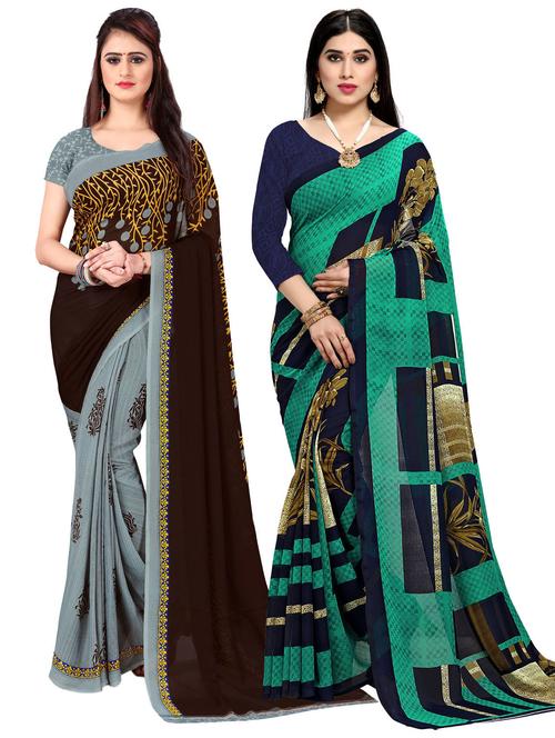 women pack of 2 casual wear sarees with blouse - 21476842 - Very Small Image - 1