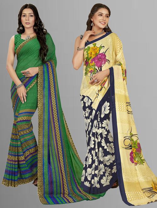 women pack of 2 casual wear combo sarees with blouse - 21476956 - Very Small Image - 1
