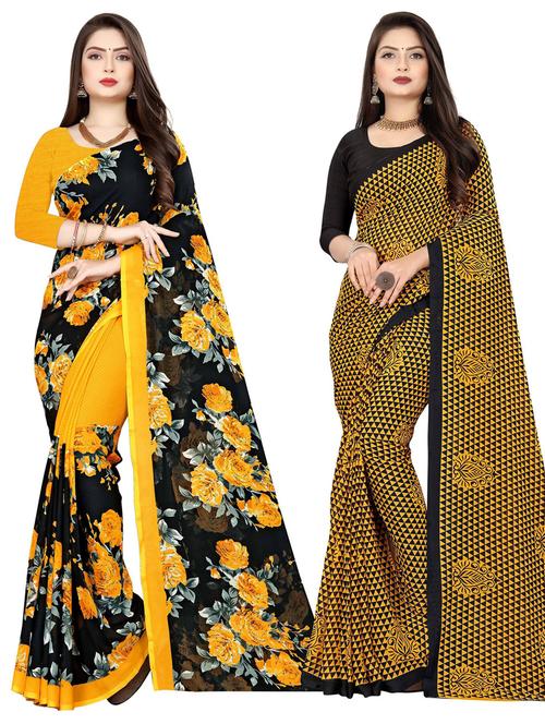 pack of 2 printed casual wear sarees with blouse - 21477229 - Very Small Image - 1