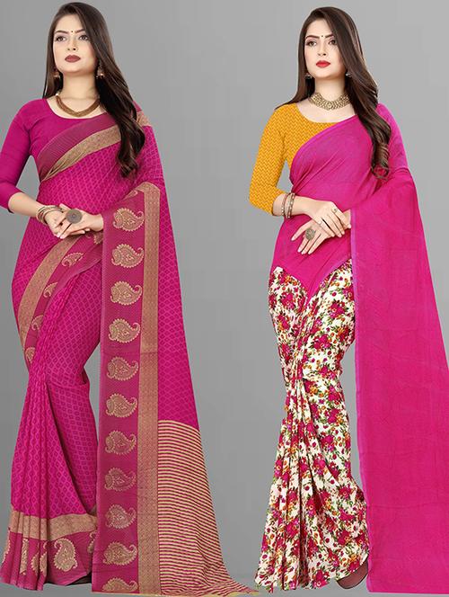 women pack of 2 casual wear combo sarees with blouse - 21477295 - Very Small Image - 1