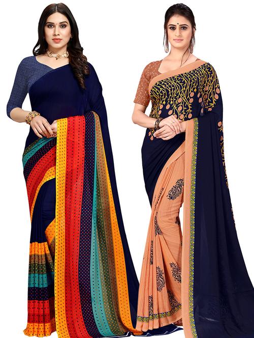 women pack of 2 casual wear combo sarees with blouse - 21477344 - Very Small Image - 1