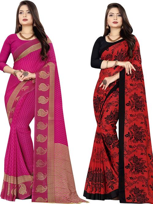 women pack of 2 casual wear combo sarees with blouse - 21477495 - Very Small Image - 1