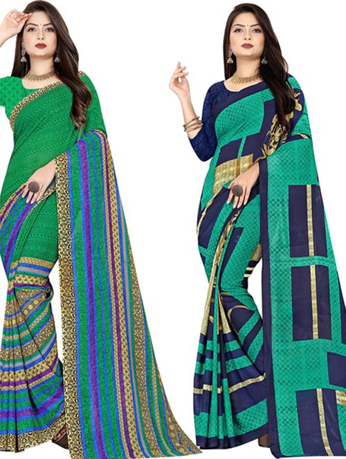 women pack of 2 printed casual wear saree with blouse - 21477602 - Very Small Image - 1