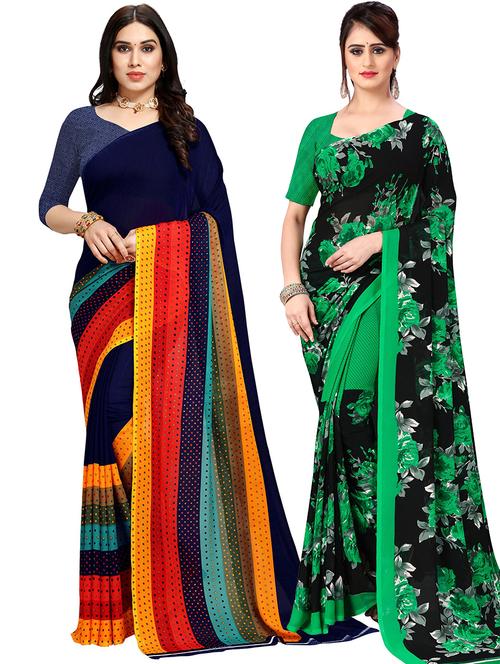 women pack of 2 casual wear combo sarees with blouse - 21477623 - Very Small Image - 1