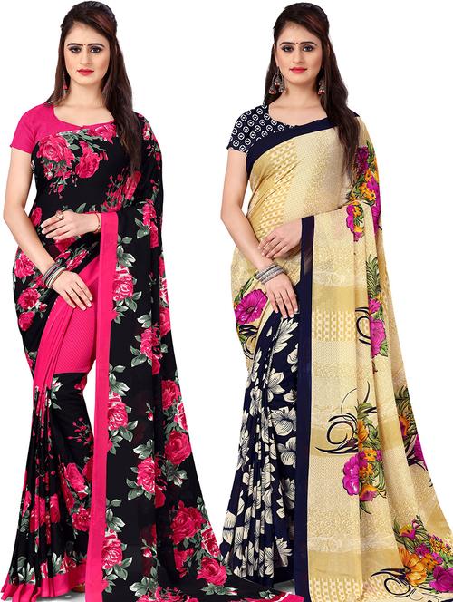 women pack of 2 casual wear combo sarees with blouse - 21477644 - Very Small Image - 1