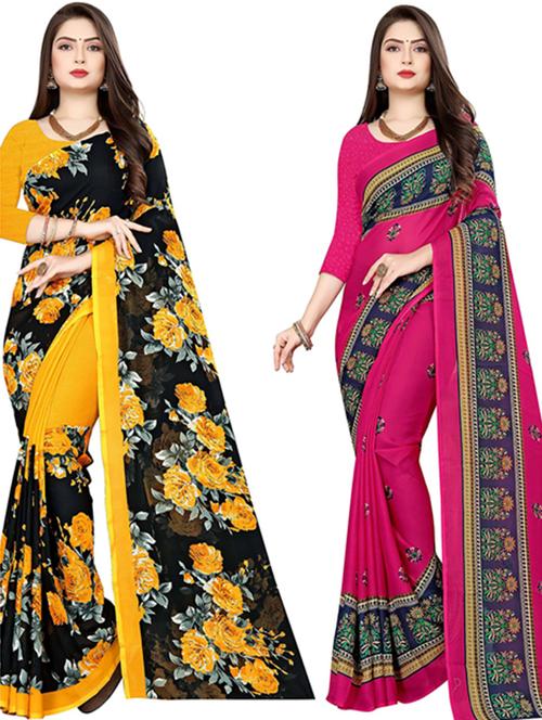 women pack of 2 casual wear combo sarees with blouse - 21477662 - Very Small Image - 1