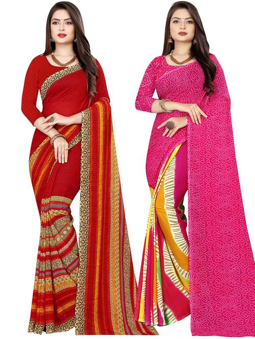 women pack of 2 casual wear sarees with blouse - 21477743 - Very Small Image - 1