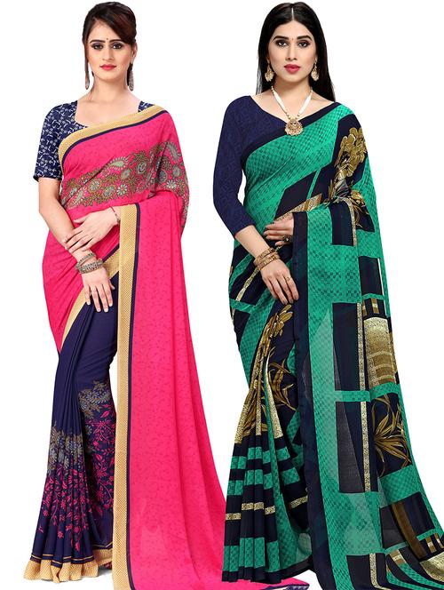 women pack of 2 casual wear combo sarees with blouse - 21477865 - Very Small Image - 1