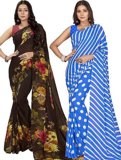 women pack of 2 casual wear combo sarees with blouse - 21478003 - Very Small Image - 1