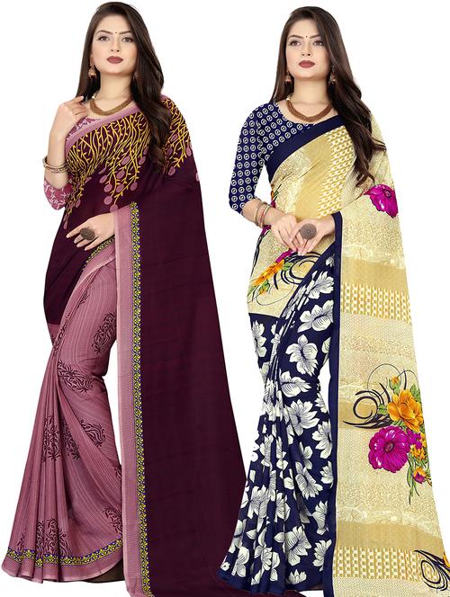 women pack of 2 casual wear combo sarees with blouse - 21478029 - Very Small Image - 1