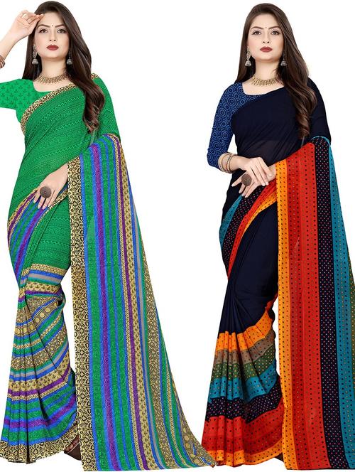 women pack of 2 casual wear combo sarees with blouse - 21478036 - Very Small Image - 1