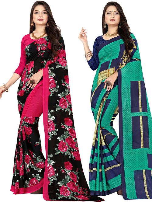 women pack of 2 casual wear combo sarees with blouse - 21478153 - Very Small Image - 1