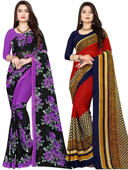 women pack of 2 casual wear combo sarees with blouse - 21478248 - Very Small Image - 1