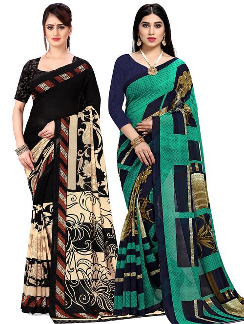 women pack of 2 printed casual wear saree with blouse - 21478256 - Very Small Image - 1