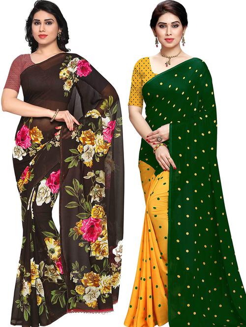 women pack of 2 casual wear combo sarees with blouse - 21478287 - Very Small Image - 1