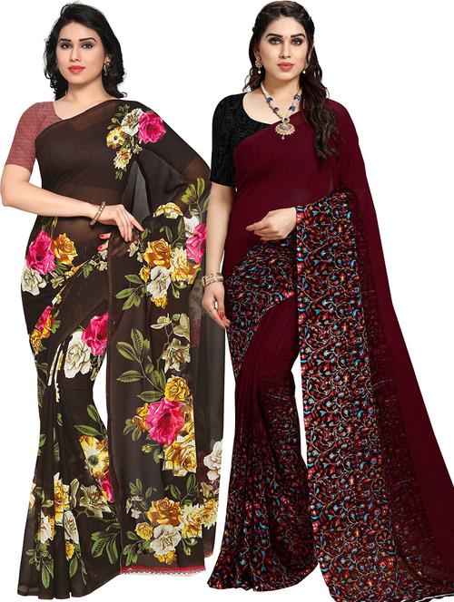 women pack of 2 casual wear combo sarees with blouse - 21478290 - Very Small Image - 1
