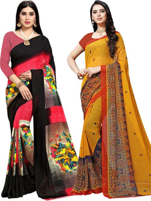 women pack of 2 casual wear combo sarees with blouse - 21478349 - Very Small Image - 1