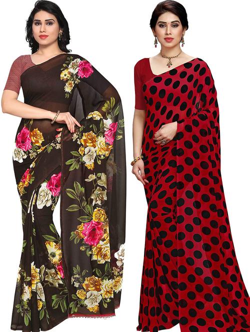 women pack of 2 casual wear combo sarees with blouse - 21478415 - Very Small Image - 1