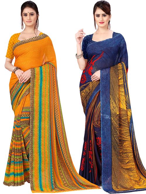 women pack of 2 casual wear combo sarees with blouse - 21478418 - Very Small Image - 1