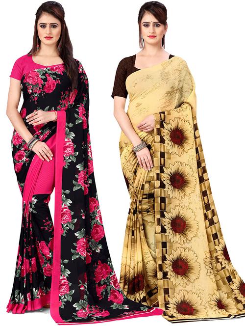 women pack of 2 casual wear combo sarees with blouse - 21478487 - Very Small Image - 1