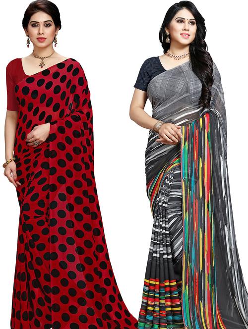 women pack of 2 casual wear combo sarees with blouse - 21478492 - Very Small Image - 1