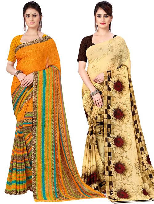 women pack of 2 casual wear combo sarees with blouse - 21478502 - Very Small Image - 1