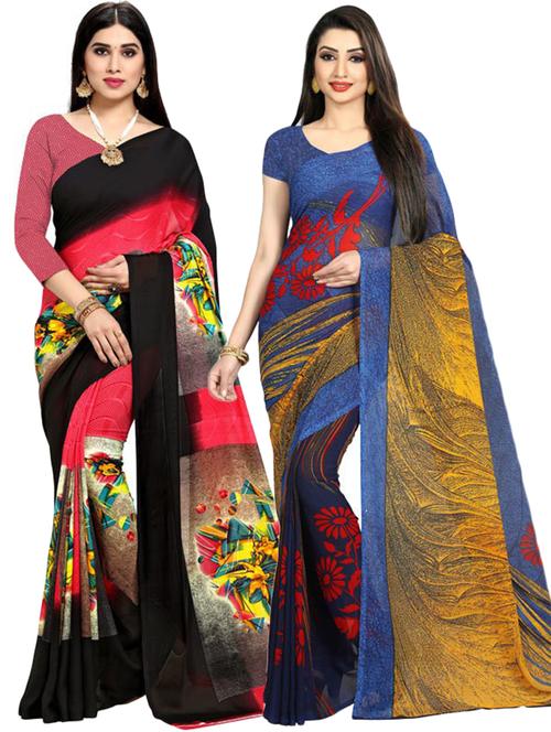 women pack of 2 printed casual wear saree with blouse - 21478517 - Very Small Image - 1