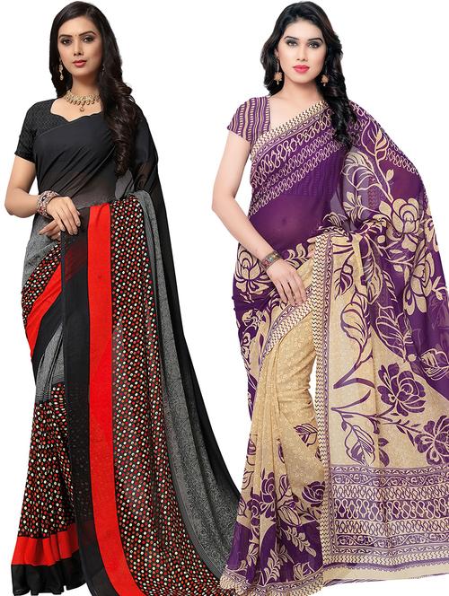 women pack of 2 casual wear combo sarees with blouse - 21478544 - Very Small Image - 1