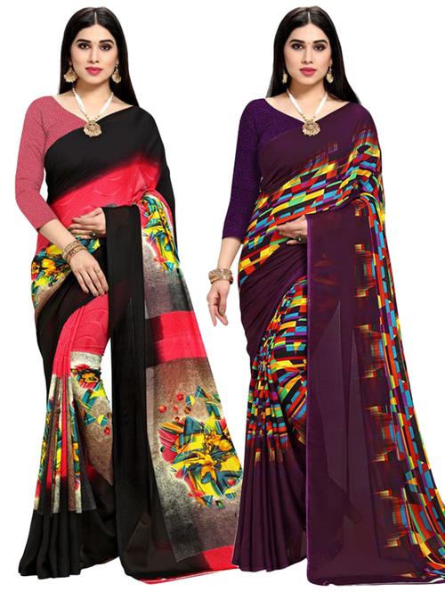 women pack of 2 printed casual wear saree with blouse - 21478548 - Very Small Image - 1
