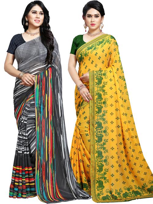 women pack of 2 casual wear combo sarees with blouse - 21478557 - Very Small Image - 1