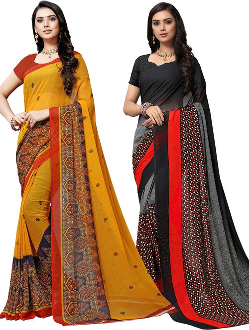 women pack of 2 casual wear combo sarees with blouse - 21478579 - Very Small Image - 1