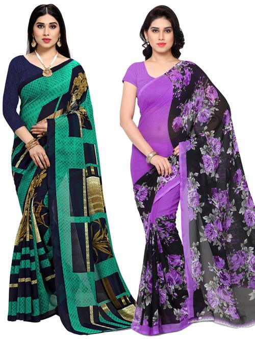 women pack of 2 casual wear combo sarees with blouse - 21478641 - Very Small Image - 1