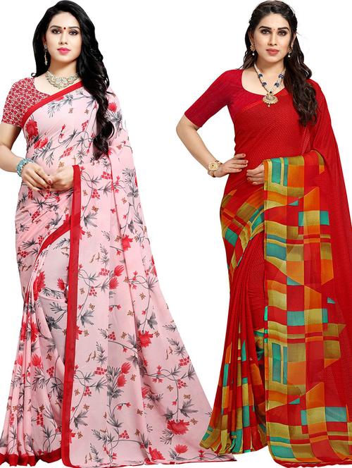 women pack of 2 casual wear combo sarees with blouse - 21478655 - Very Small Image - 1