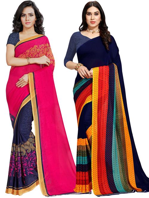 women pack of 2 casual wear combo sarees with blouse - 21478698 - Very Small Image - 1