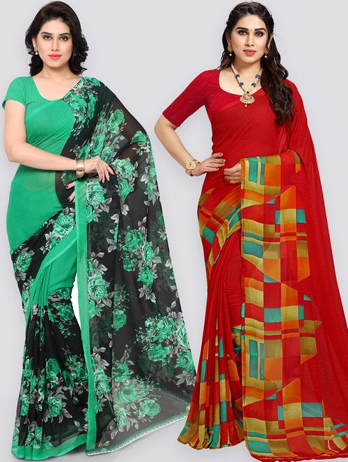 women pack of 2 casual wear combo sarees with blouse - 21478709 - Very Small Image - 1