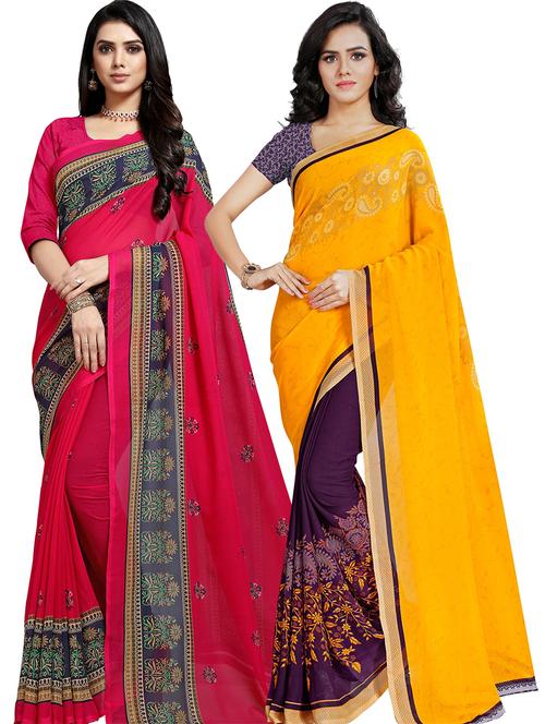 women pack of 2 casual wear combo sarees with blouse - 21478739 - Very Small Image - 1