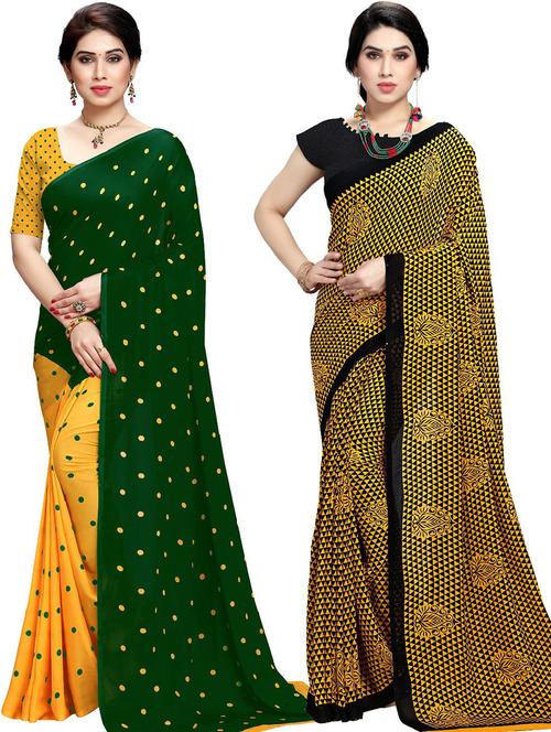 women pack of 2 casual wear combo sarees with blouse - 21478811 - Very Small Image - 1