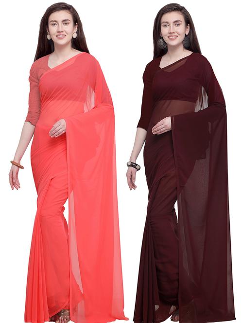 women pack of 2 casual wear combo sarees with blouse - 21478867 - Very Small Image - 1